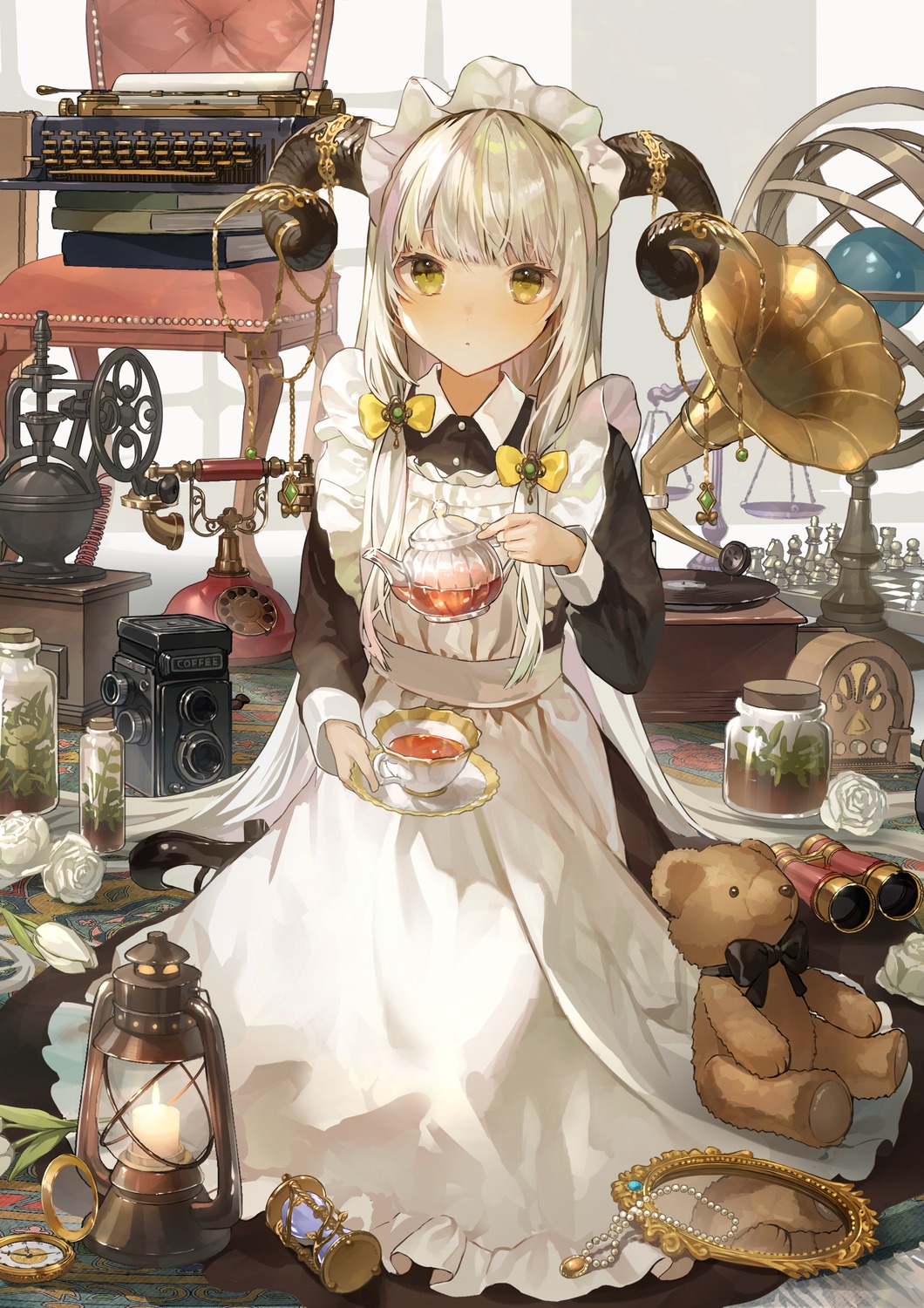 horns, ikaninaritai8, maid