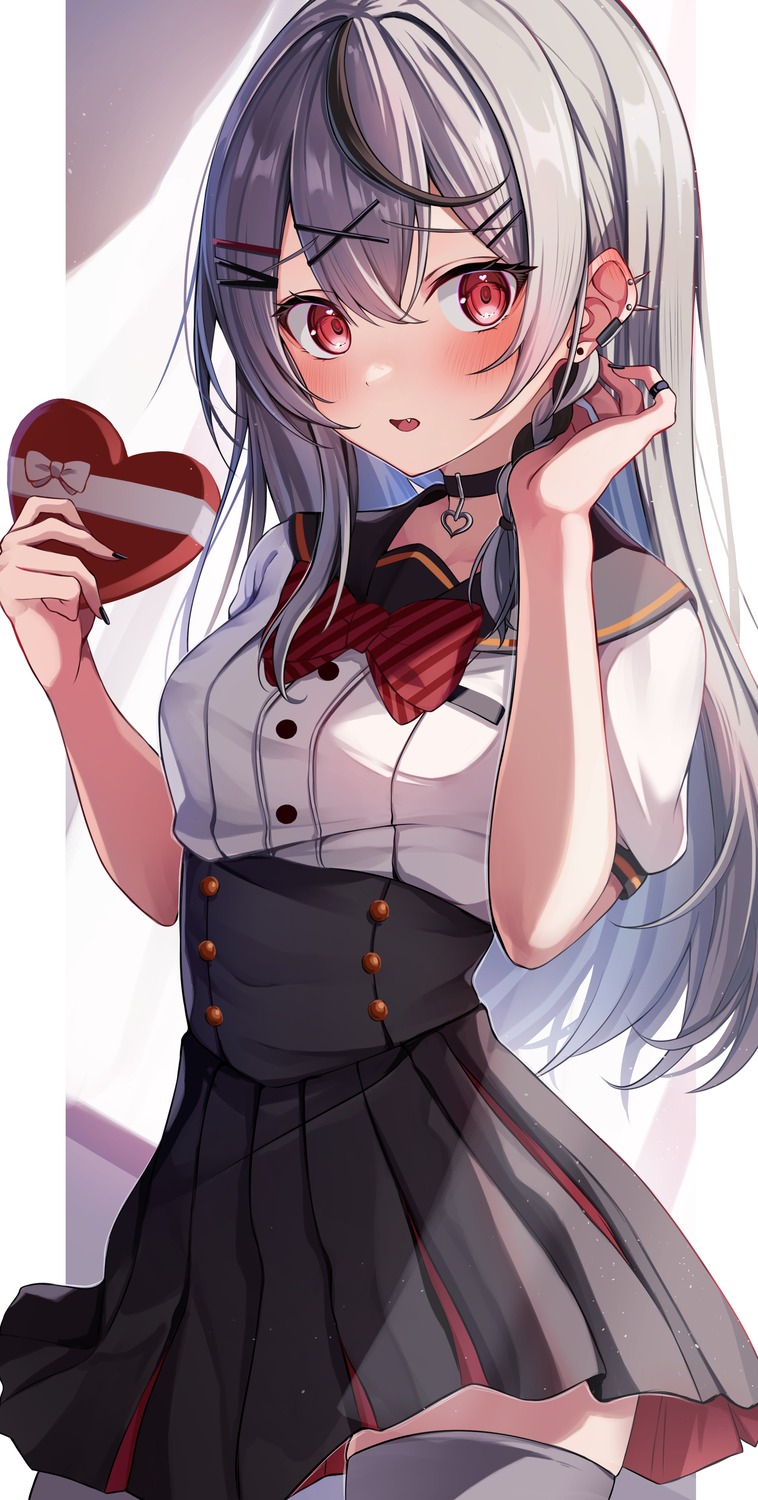 chameleon_(chameleon0613), hololive, sakamata_chloe, seifuku, thighhighs, valentine