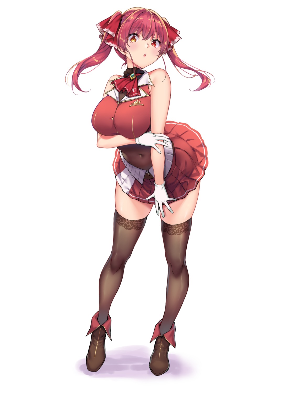 heterochromia, hololive, houshou_marine, mushi024, thighhighs