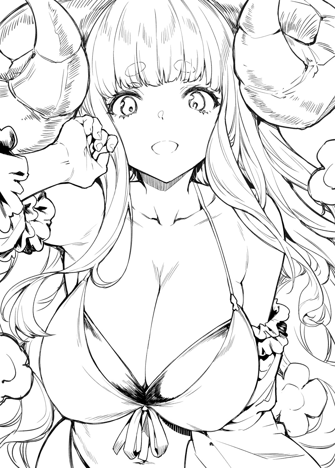 anila_(granblue_fantasy), granblue_fantasy, monochrome, mushi024