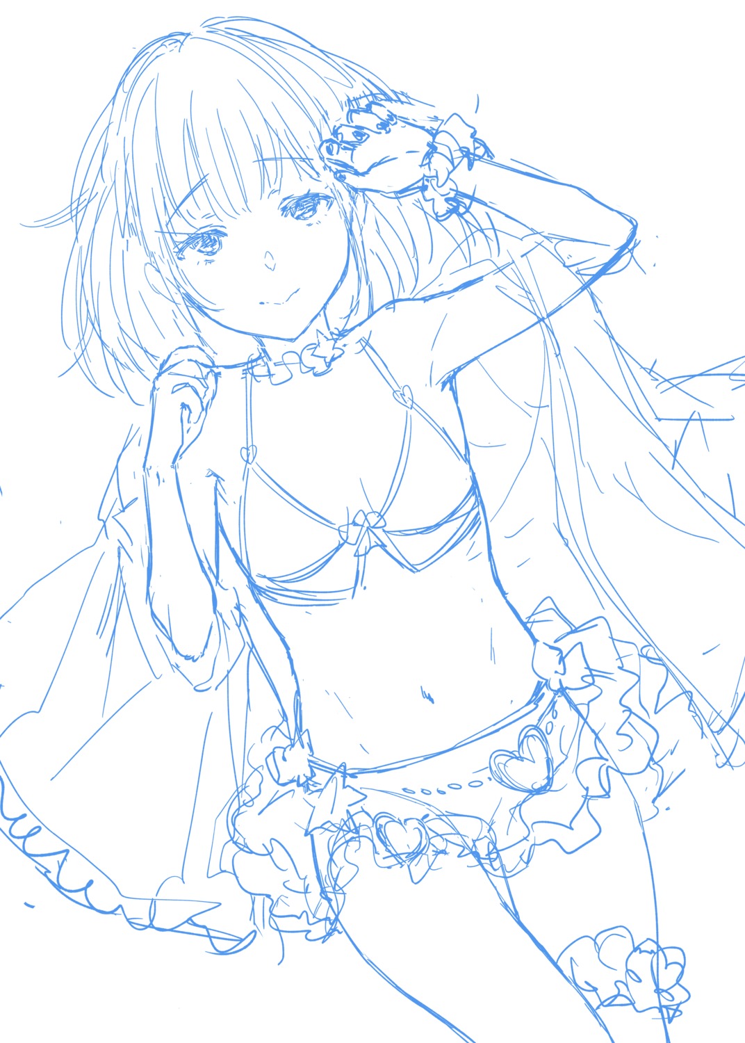 bikini, garter, granblue_fantasy, mushi024, sketch, swimsuits, vikala_(granblue_fantasy)