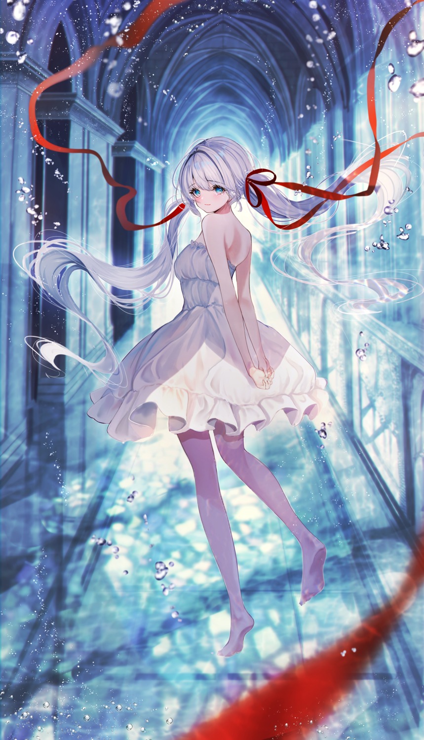 chiachun0621, dress, feet, no_bra, summer_dress