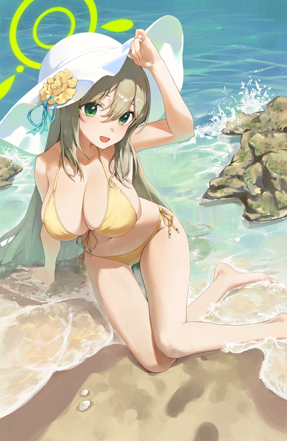 bikini, blue_archive, chobbb, halo, izayoi_nonomi, swimsuits, wet