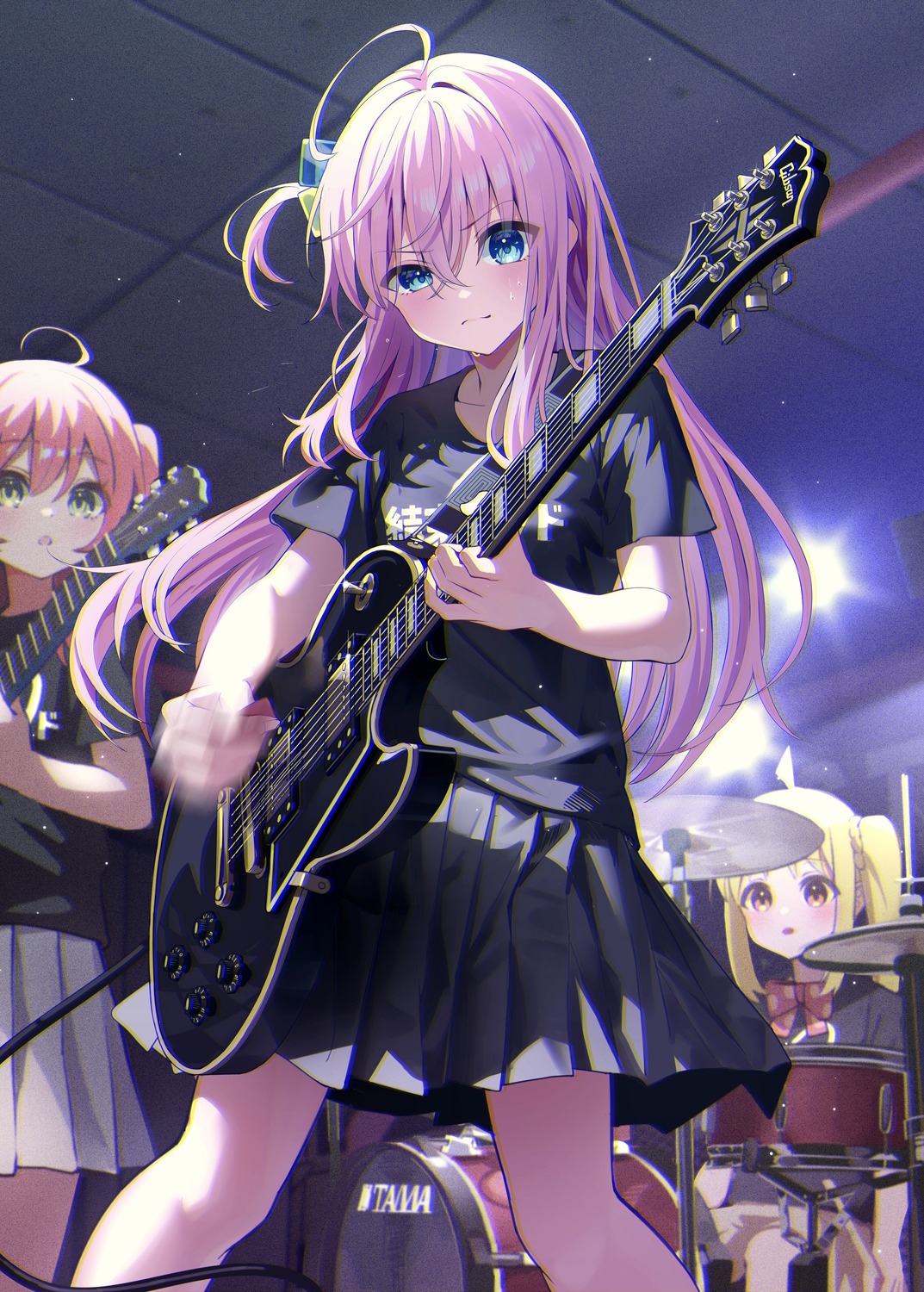 bocchi_the_rock!, gotou_hitori, guitar, ijichi_nijika, kita_ikuyo, midori_matsukaze, seifuku, uniform