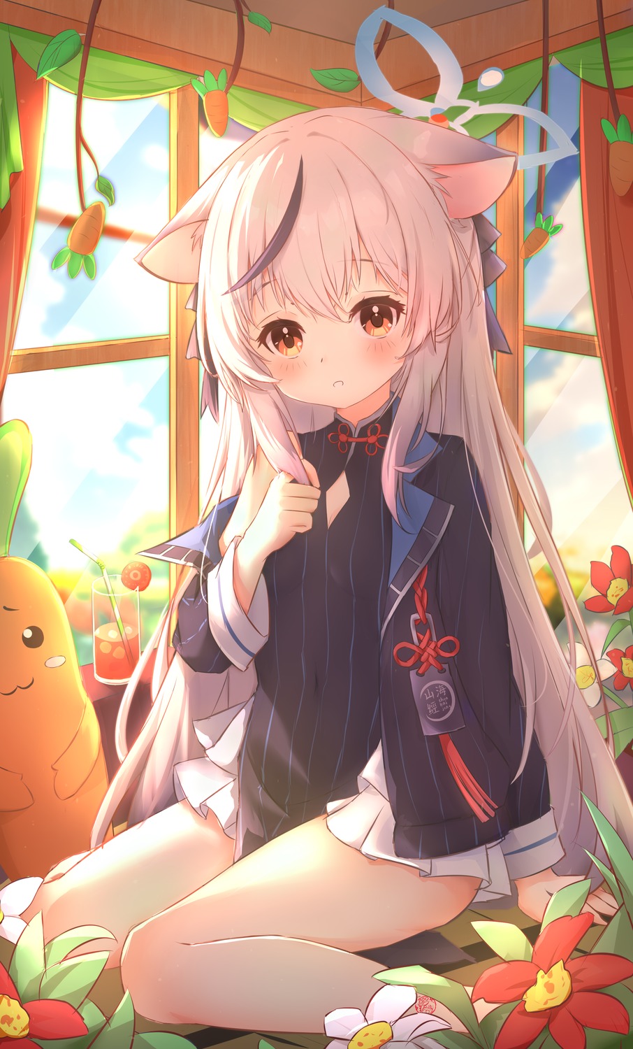 animal_ears, asian_clothes, blue_archive, halo, meng_mian, nekomimi, sunohara_kokona