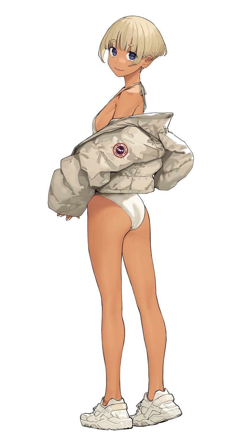 ass, bikini, ganbare_douki-chan, open_shirt, shinjin-chan, swimsuits, yom