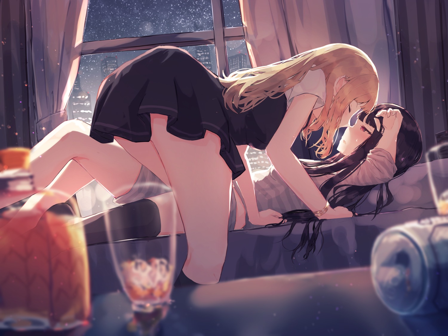 ass, benevole, pajama, seifuku, yuri