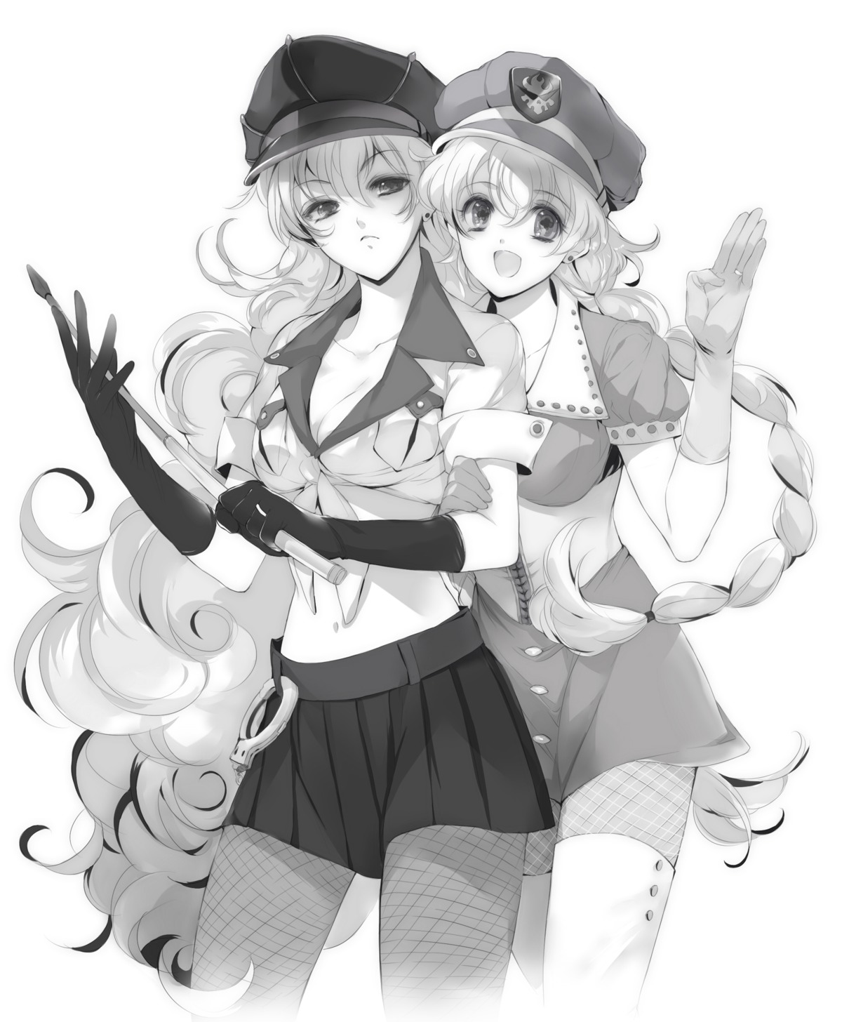 cleavage, fishnets, monochrome, nia, pantyhose, tengen_toppa_gurren_lagann, thighhighs, yuriko