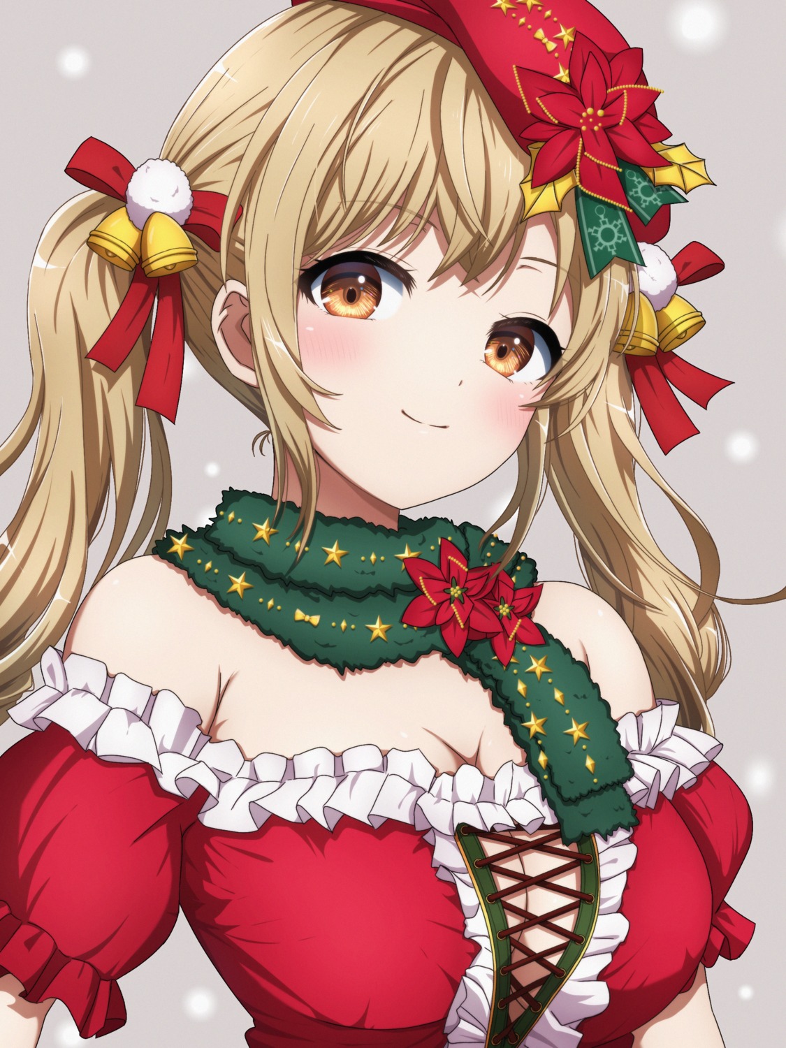 bang_dream!, christmas, cleavage, ichigaya_arisa, no_bra, noshimurin