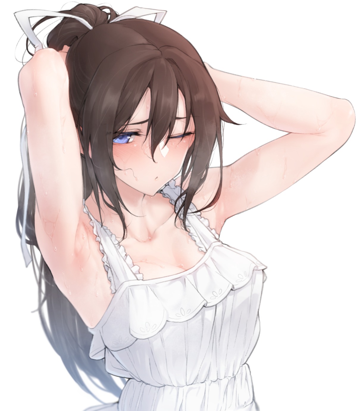 dress, love_live!_(series), love_live!_nijigasaki_gakuen_school_idol_doukoukai, nasuno_(nasuno42), ousaka_shizuku, summer_dress, wet