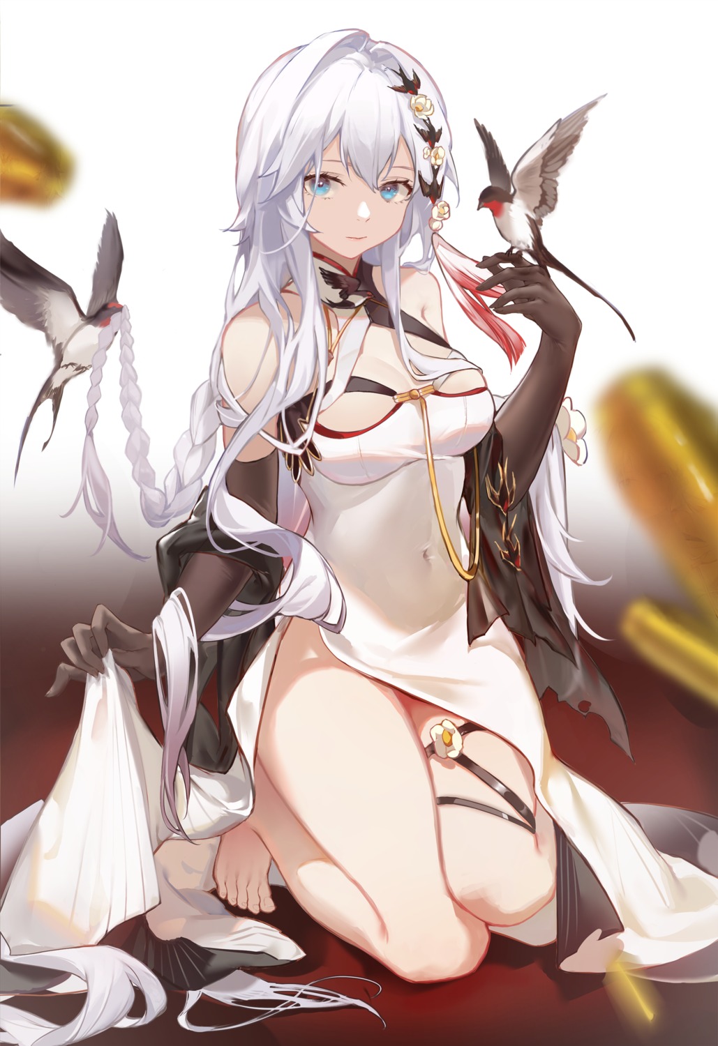 apc556_(girls_frontline), chinadress, garter, girls_frontline, no_bra, rein_yukimatsu