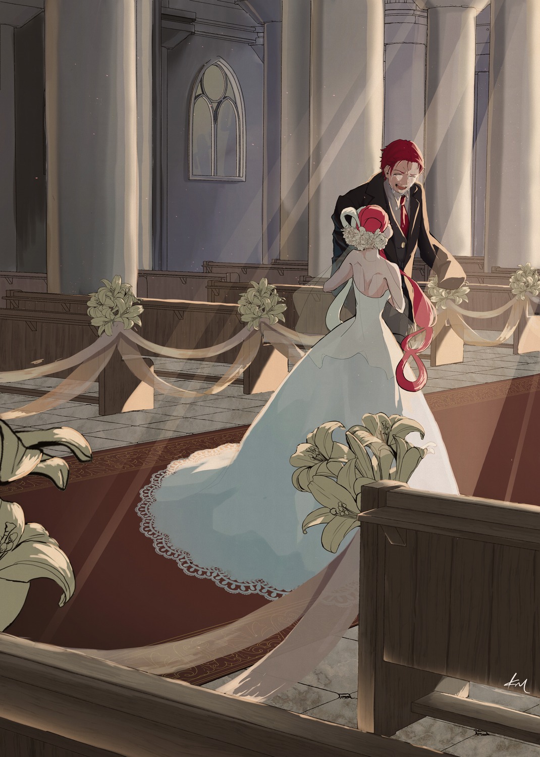 business_suit, dress, kivitmiya, no_bra, one_piece, one_piece_film:_red, see_through, shanks
