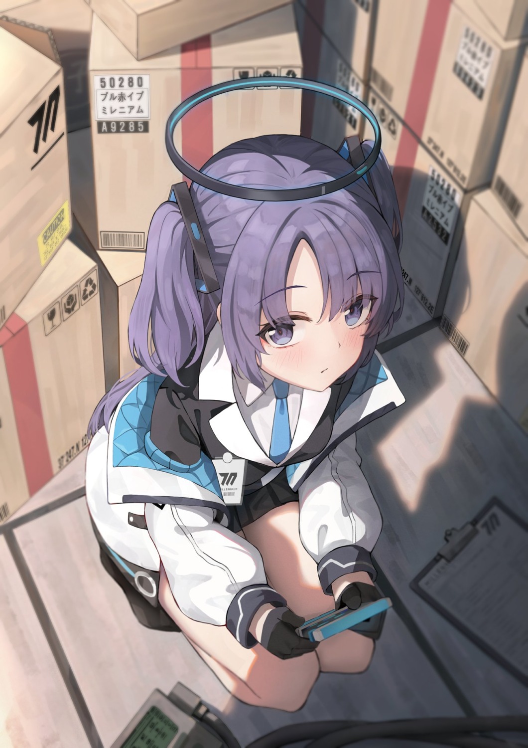 bekkuro, blue_archive, halo, hayase_yuuka, seifuku