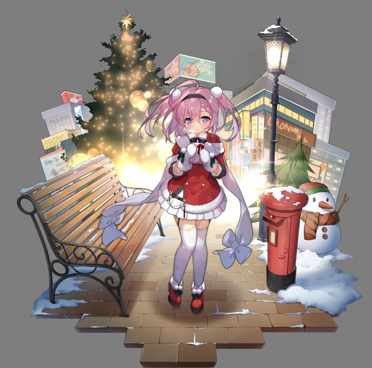 azur_lane, christmas, dress, heels, saratoga_(azur_lane), saru, stockings, thighhighs