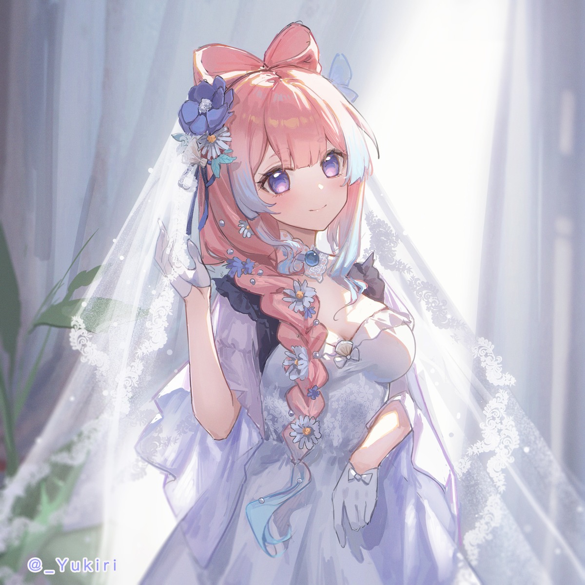 dress, genshin_impact, sangonomiya_kokomi, wedding_dress, yukiri_(l_ii)