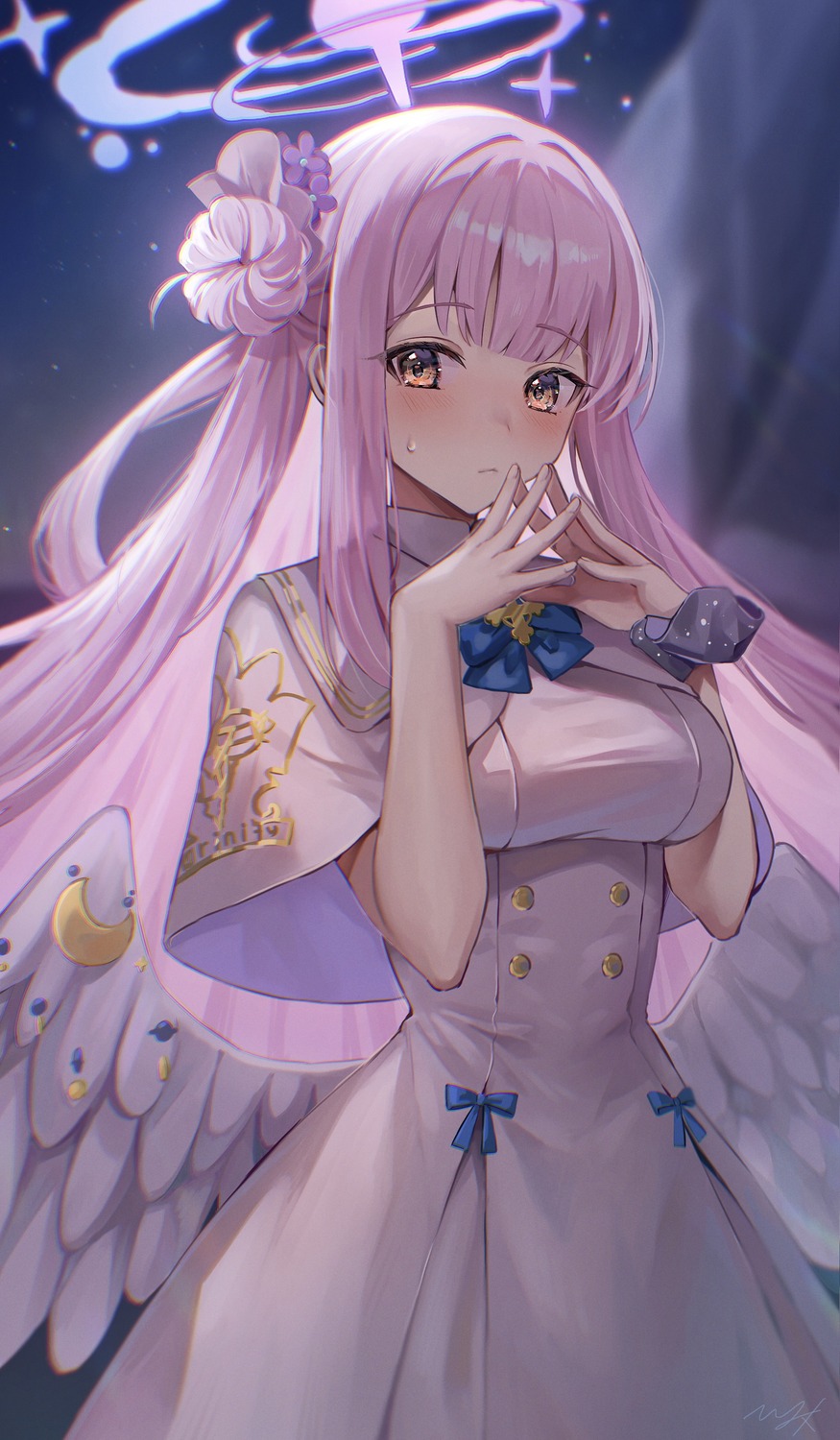 angel, blue_archive, dress, hitomin_(ksws7544), misono_mika, wings