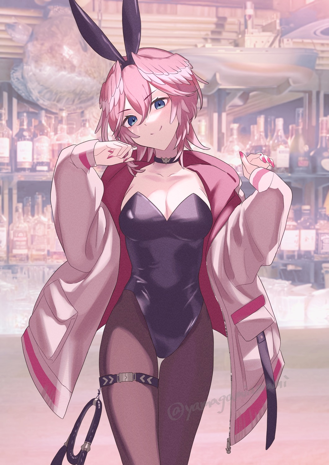 animal_ears, bunny_ears, bunny_girl, cleavage, garter, hololive, pantyhose, takane_lui