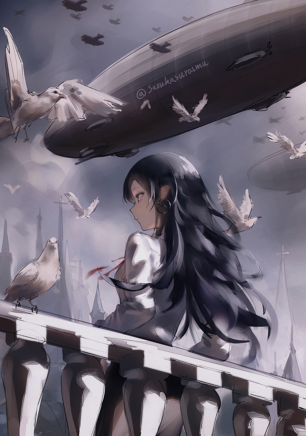 kamitsubaki_studio, koko_(kamitsubaki_studio), landscape, sketch, suzukasuraimu