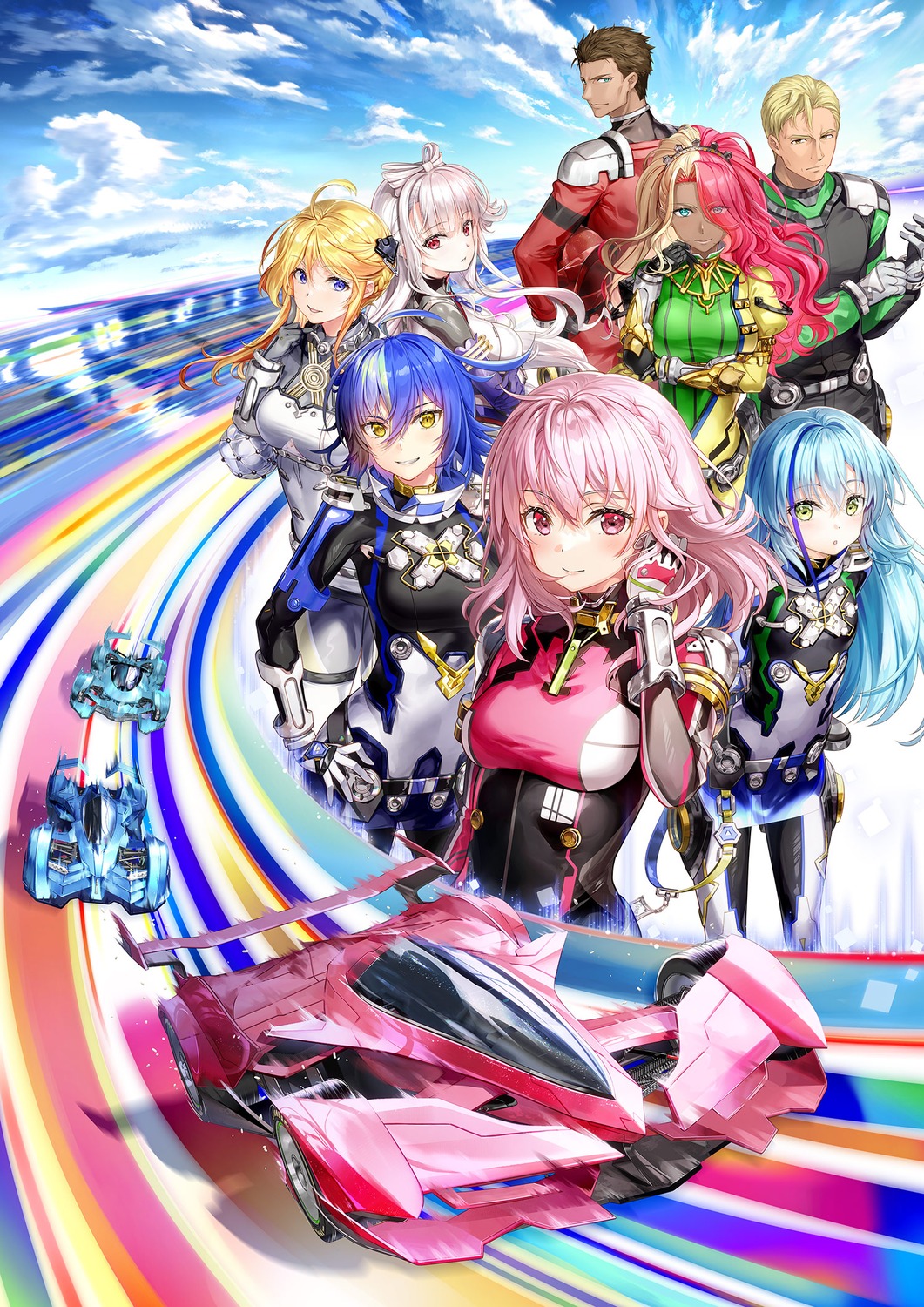 alice_summerwood, asakawa_kanata, bodysuit, fujima_takuya, highspeed_etoile, komachi_towa, liu_youran, lorenzo_m_salvatore