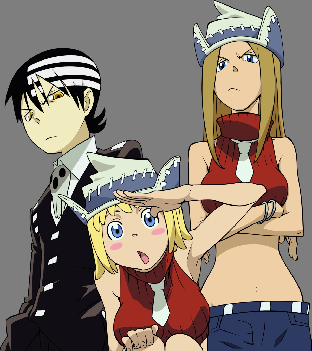 death_the_kid, elizabeth_thompson, patricia_thompson, soul_eater, transparent_png, vector_trace