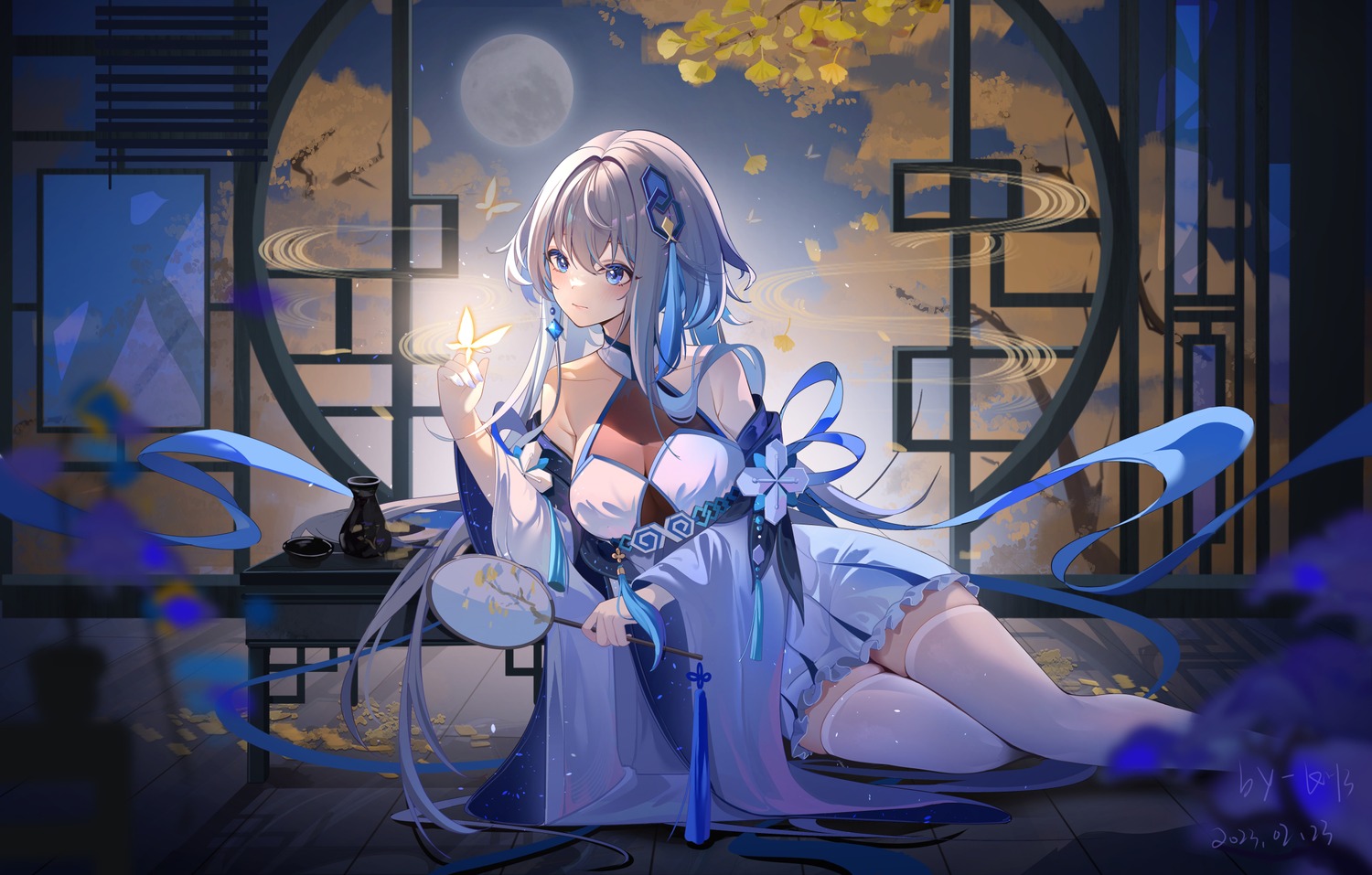 asian_clothes, genshin_impact, guizhong, miaogujun, see_through, thighhighs