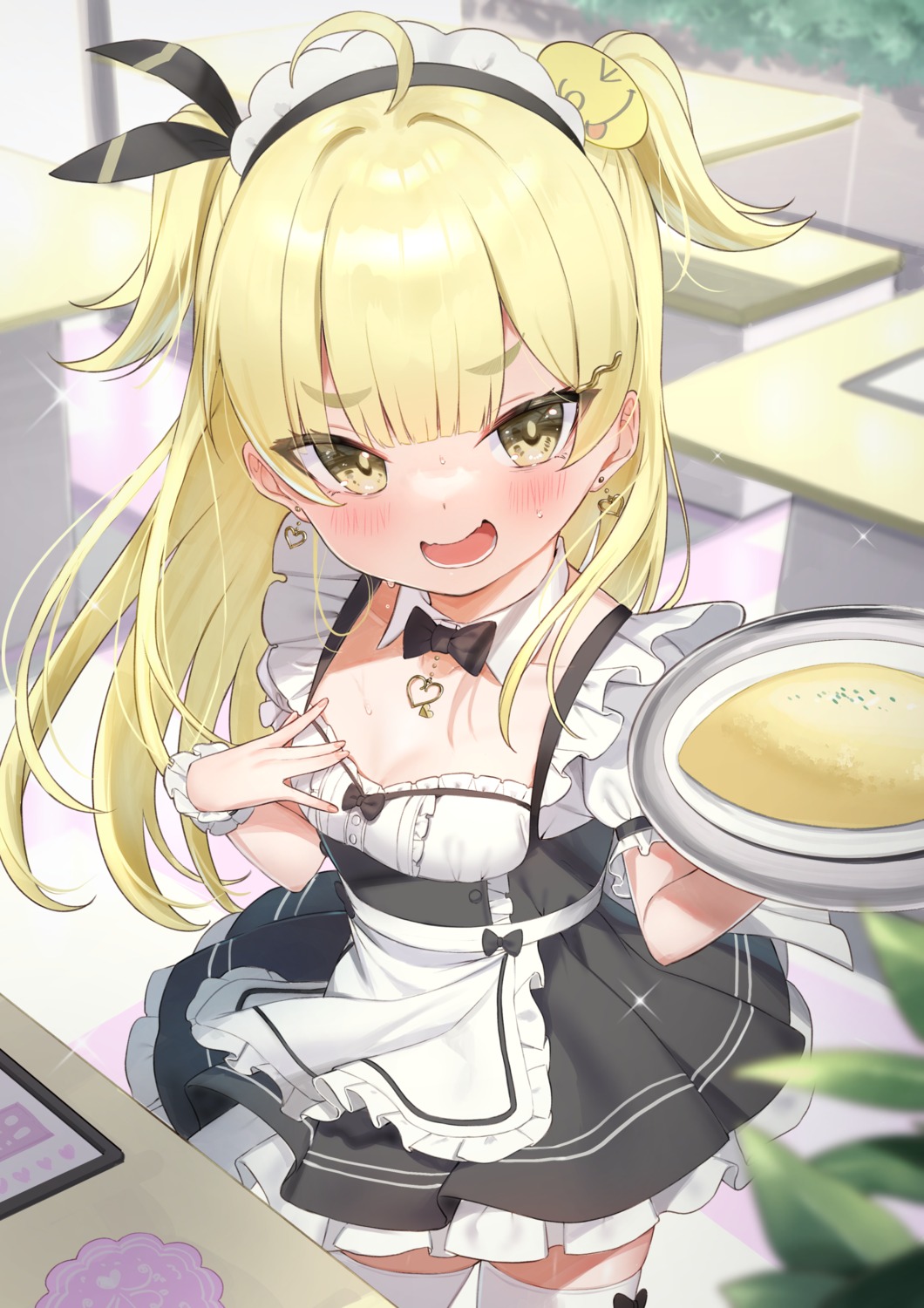 cleavage, maid, thighhighs, tsuki_usagi