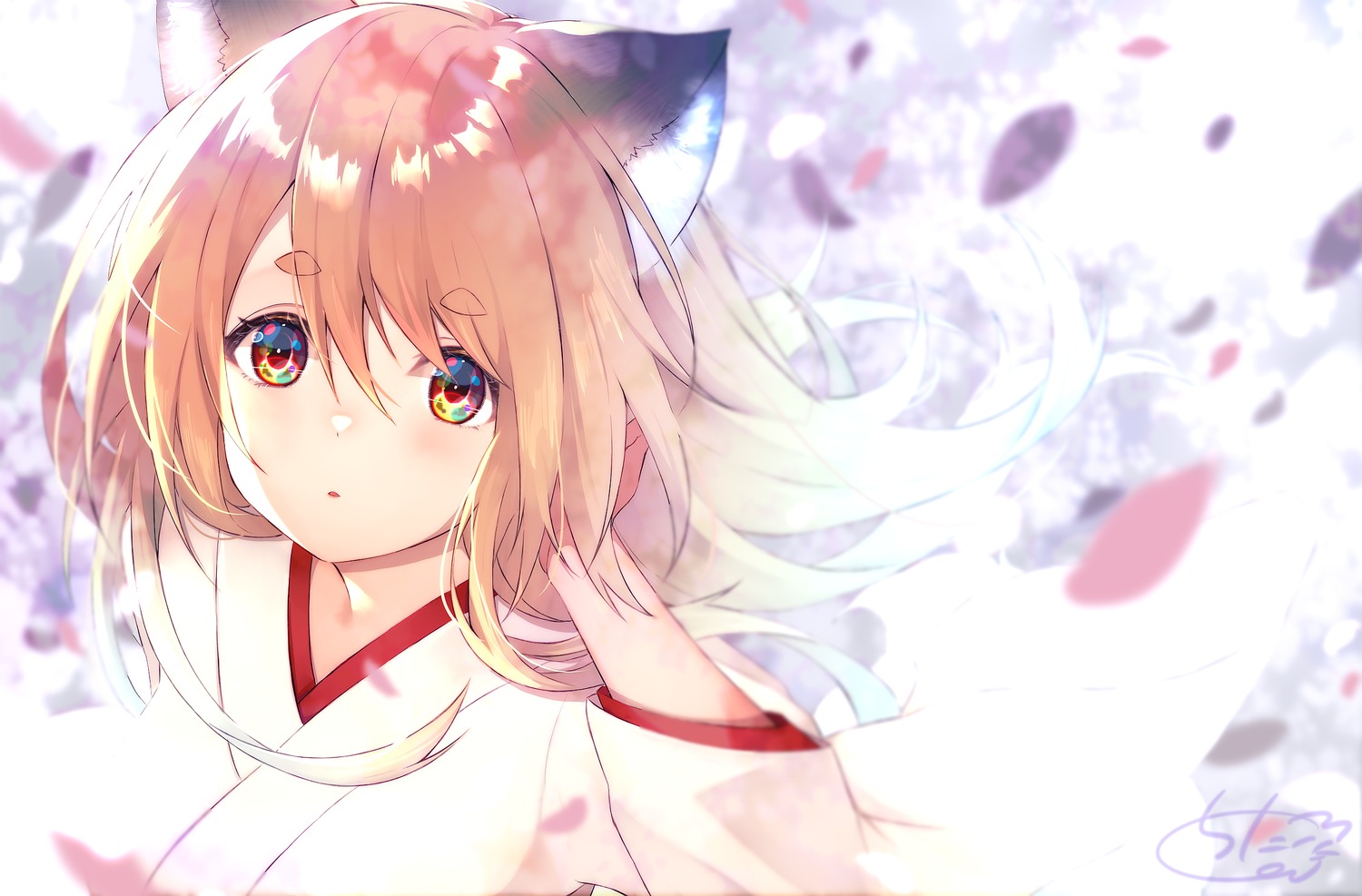 animal_ears, chita_(ketchup), kitsune, miko