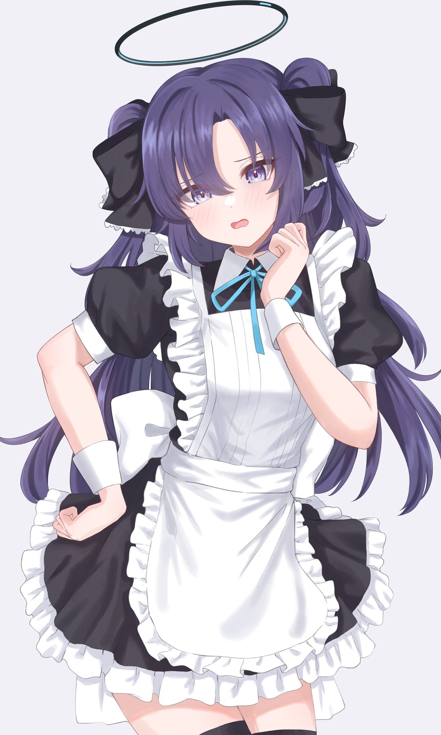 akazaki_yukino, blue_archive, halo, hayase_yuuka, maid, thighhighs