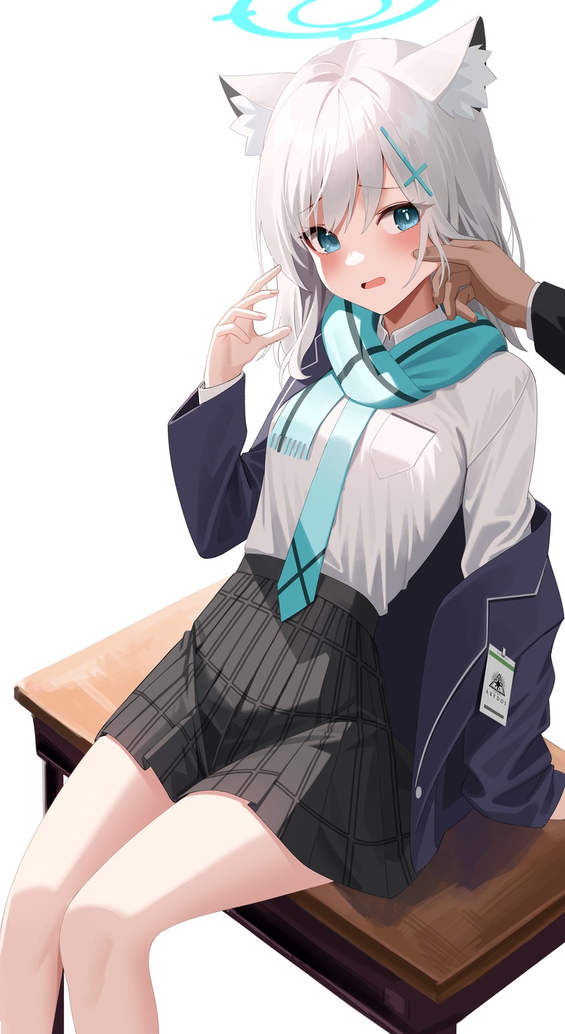 animal_ears, blue_archive, business_suit, halo, nekomimi, re-leaf, seifuku, sunaookami_shiroko