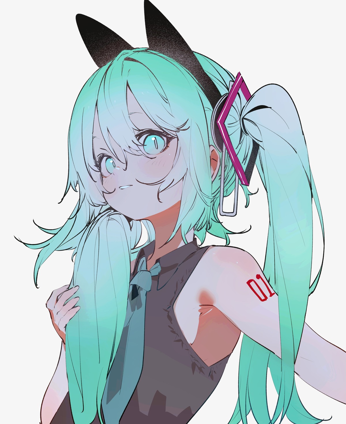 animal_ears, ddari, hatsune_miku, tattoo, vocaloid