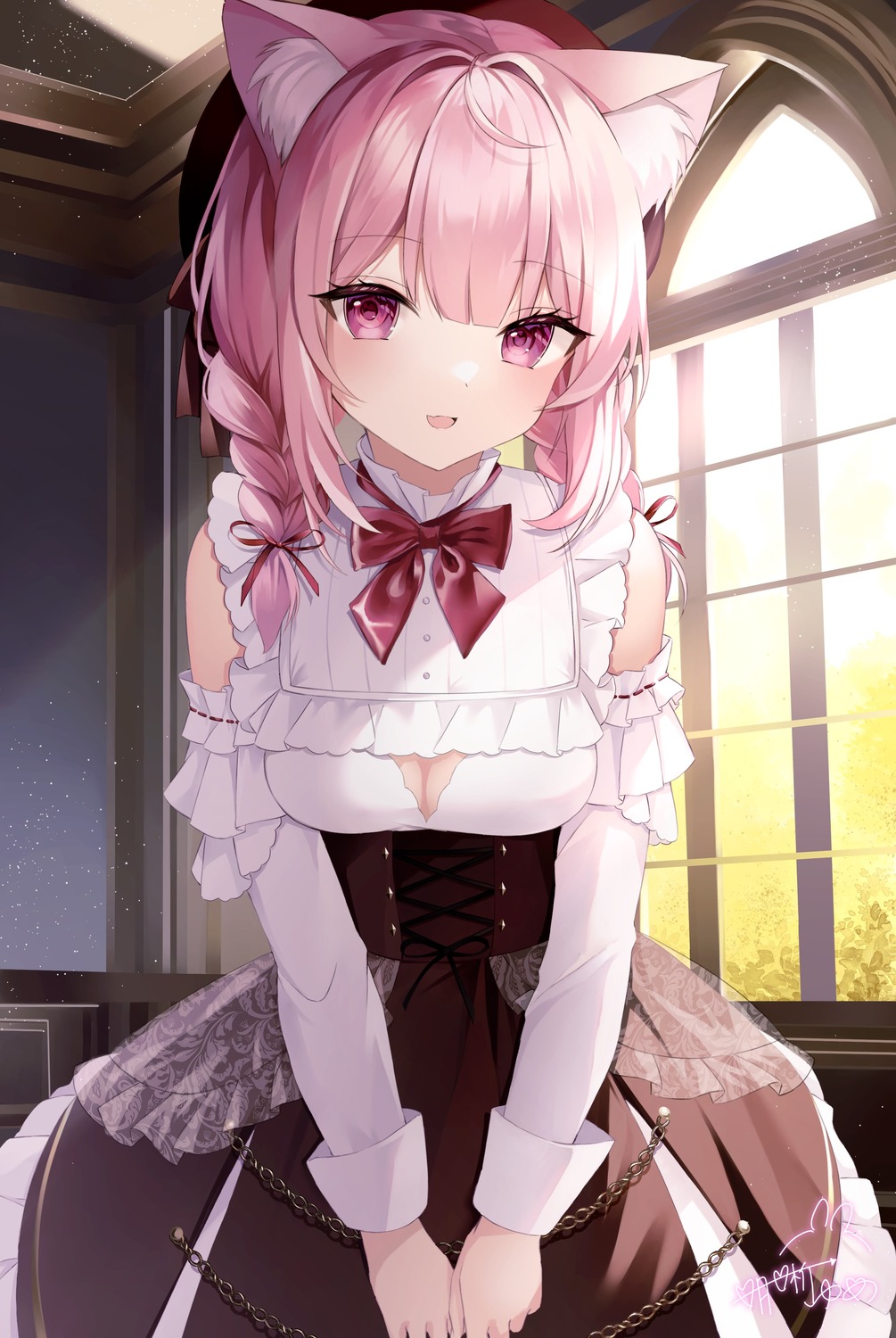animal_ears, cleavage, indie_virtual_youtuber, izumiya_konomi, nekomimi, yumekoron