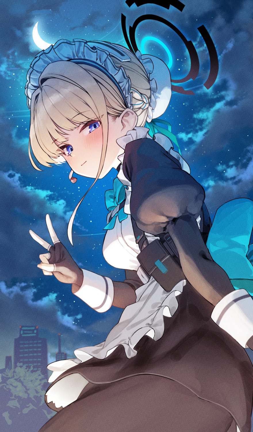 asuma_toki, blue_archive, halo, maid, marse_(rokudaime), pantyhose