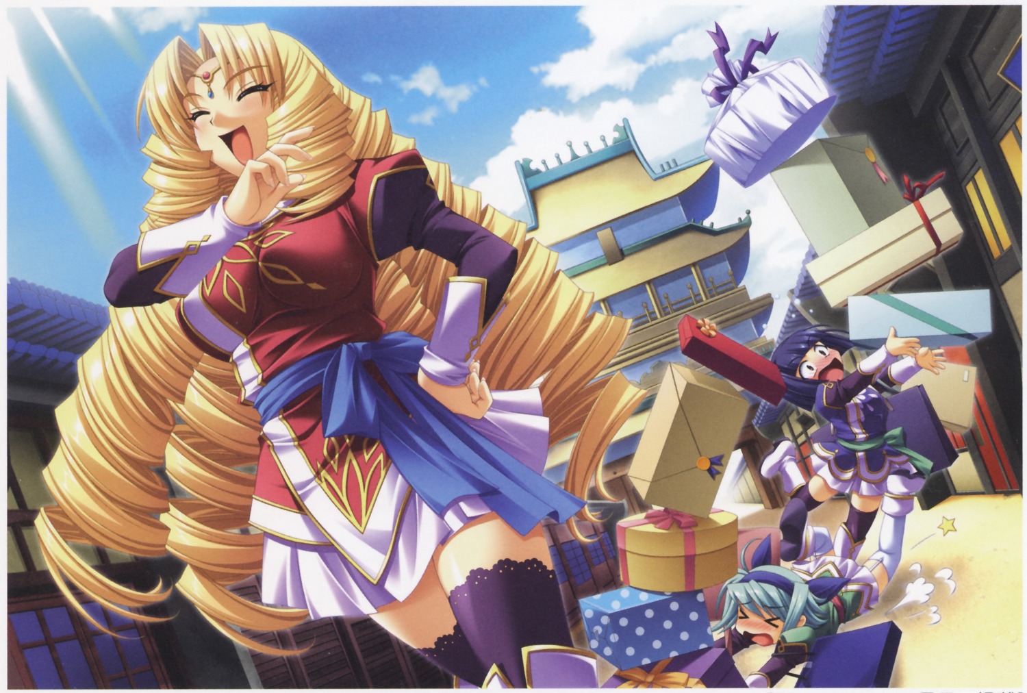 baseson, bunshuu, enshou, ganryou, koihime_musou, saeki_hokuto, screening, thighhighs