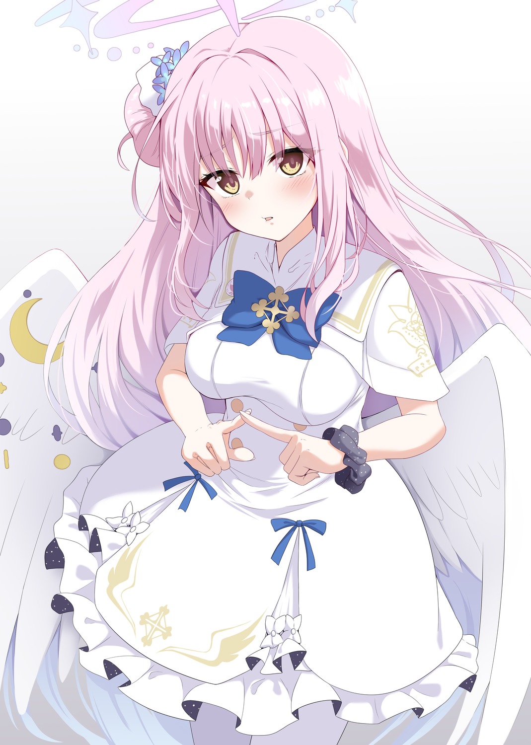 angel, blue_archive, dress, hinata_kokage, misono_mika, pantyhose, wings