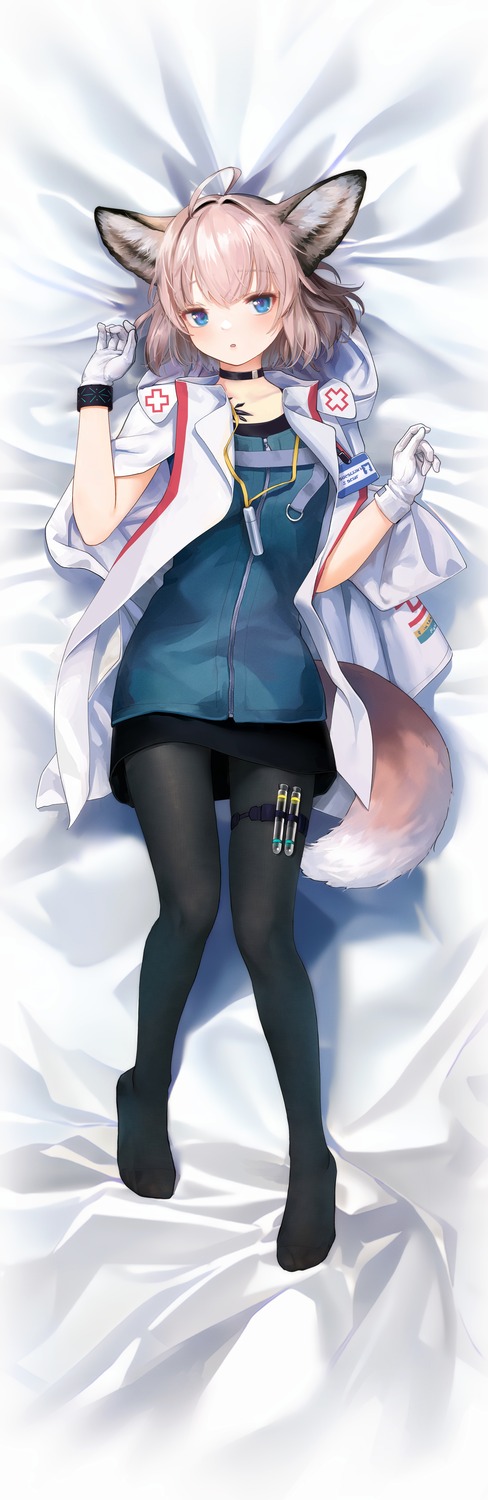 animal_ears, arknights, dakimakura, garter, nurse, pantyhose, sussurro_(arknights), tail