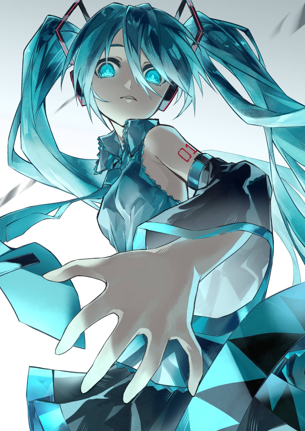 hatsune_miku, headphones, tattoo, vocaloid, yohki