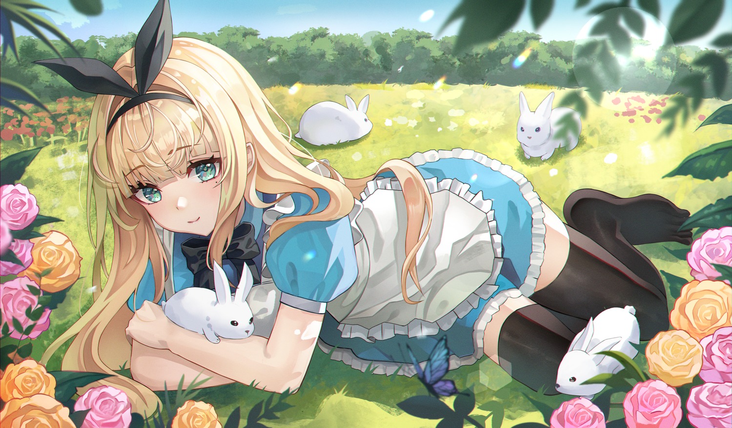alice, alice_in_wonderland, dress, poise, thighhighs