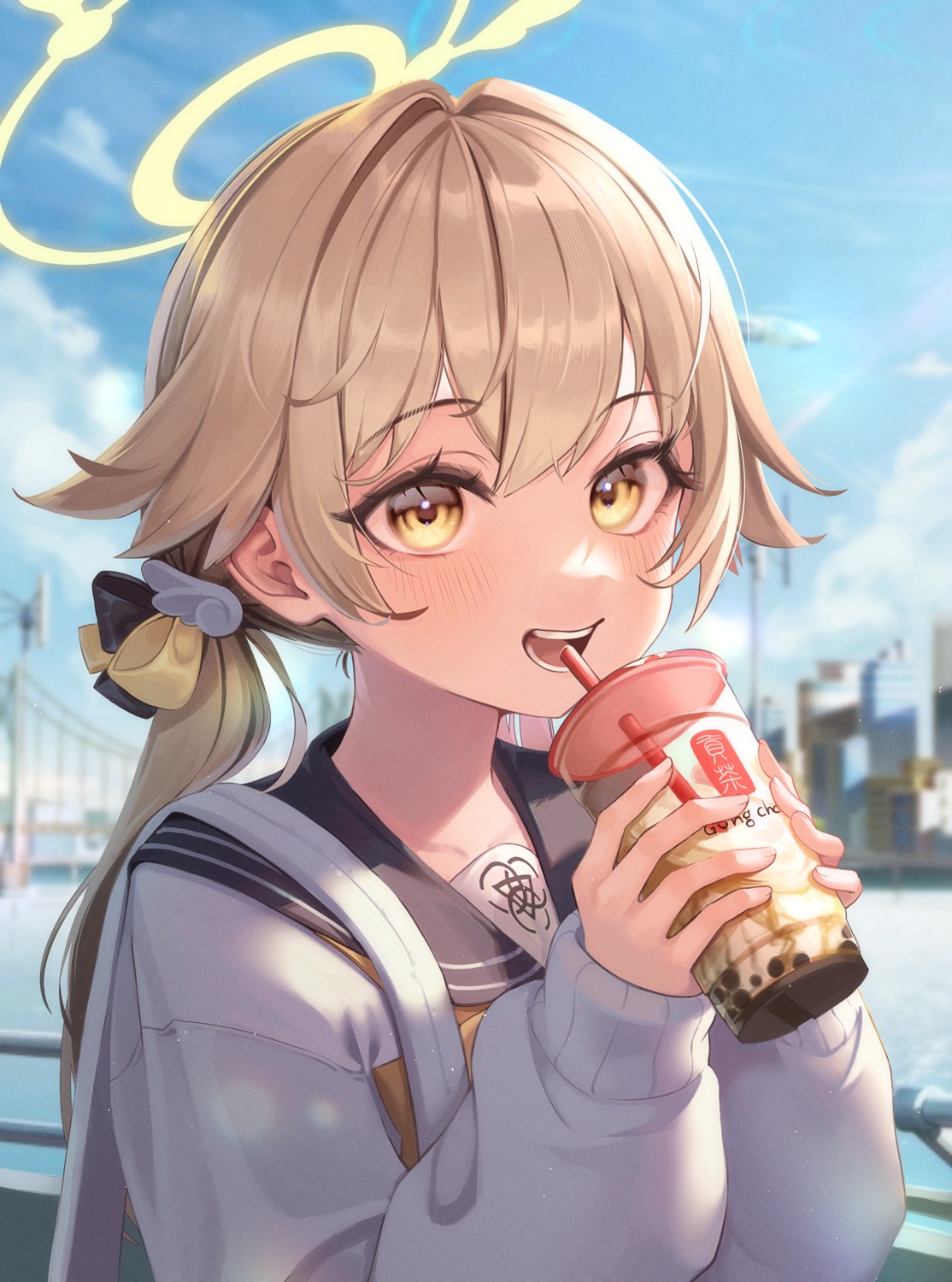 ajitani_hifumi, blue_archive, halo, seifuku, sweater, v_burger103