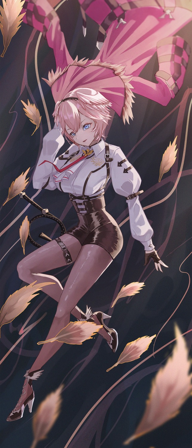 archinoer, garter, heels, hololive, pantyhose, takane_lui, uniform, wings