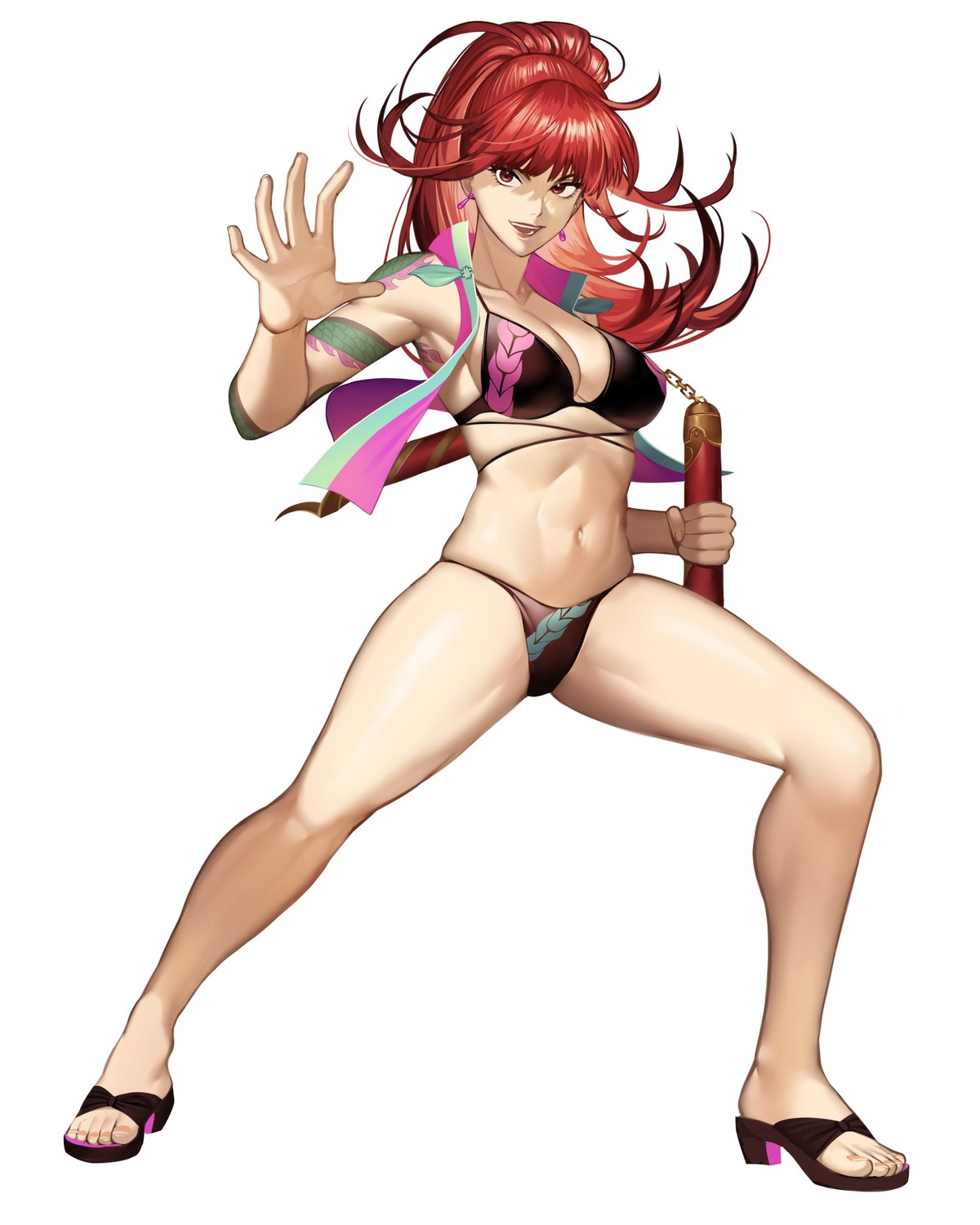 bikini, hanny_(uirusu_chan), heels, swimsuits, tattoo, weapon