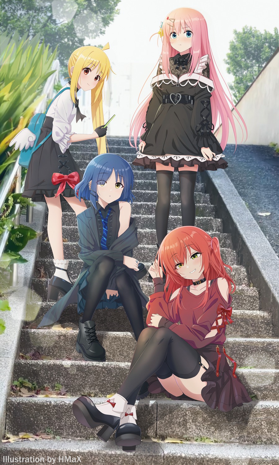 bocchi_the_rock!, dress, gothic_lolita, gotou_hitori, heels, hmax, ijichi_nijika, kita_ikuyo