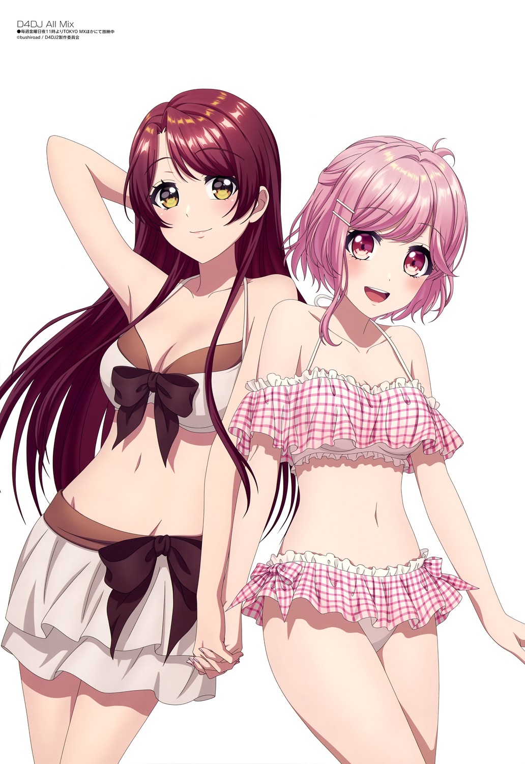 bikini, d4dj, kasuga_haruna, sakurada_miyuu, swimsuits, tagme, yuri