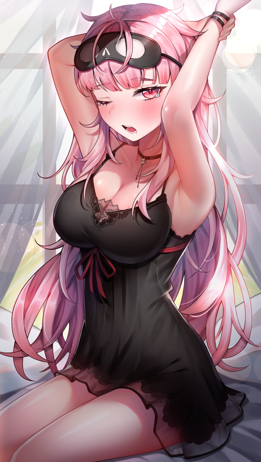 hololive, hololive_english, libratul, lingerie, mori_calliope, see_through