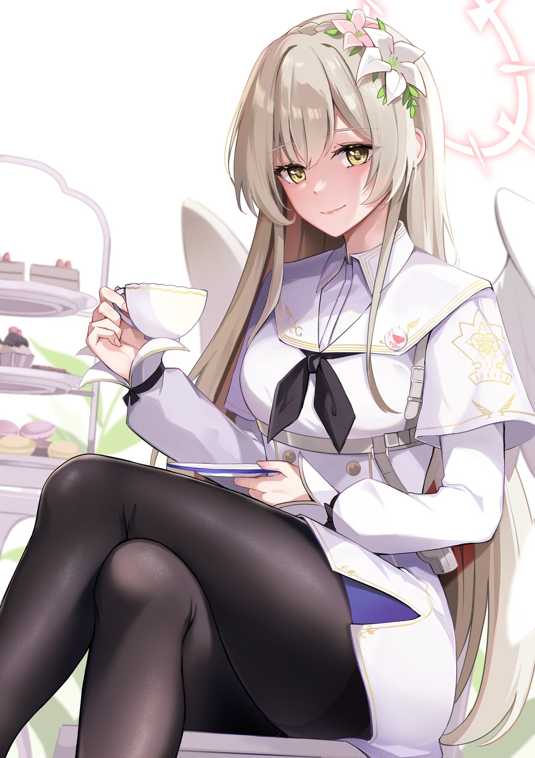 angel, blue_archive, kirifuji_nagisa, konka, pantyhose, seifuku, wings
