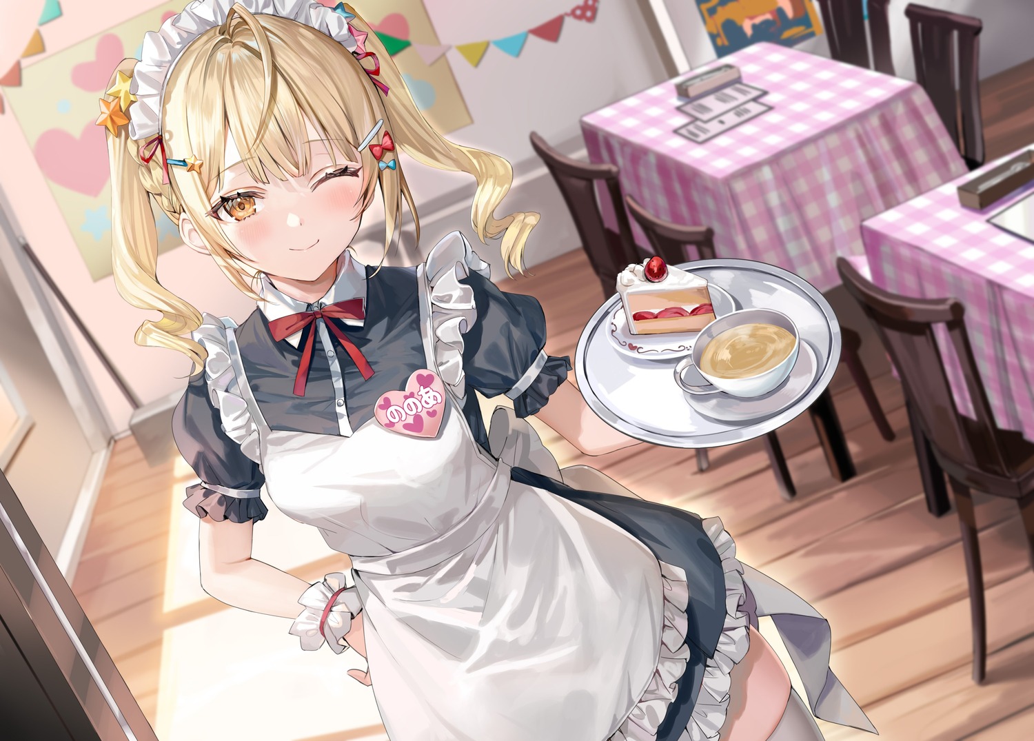 maid, miyamae_nonoa, momoko_(momopoco), thighhighs, tokidoki_bosotto_russia-go_de_dereru_tonari_no_alya-san, waitress