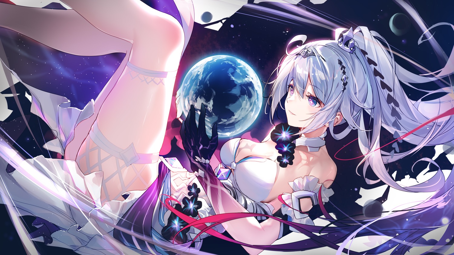 benghuai_xueyuan, bison_cangshu, dress, garter, honkai_impact, kiana_kaslana, no_bra, wallpaper