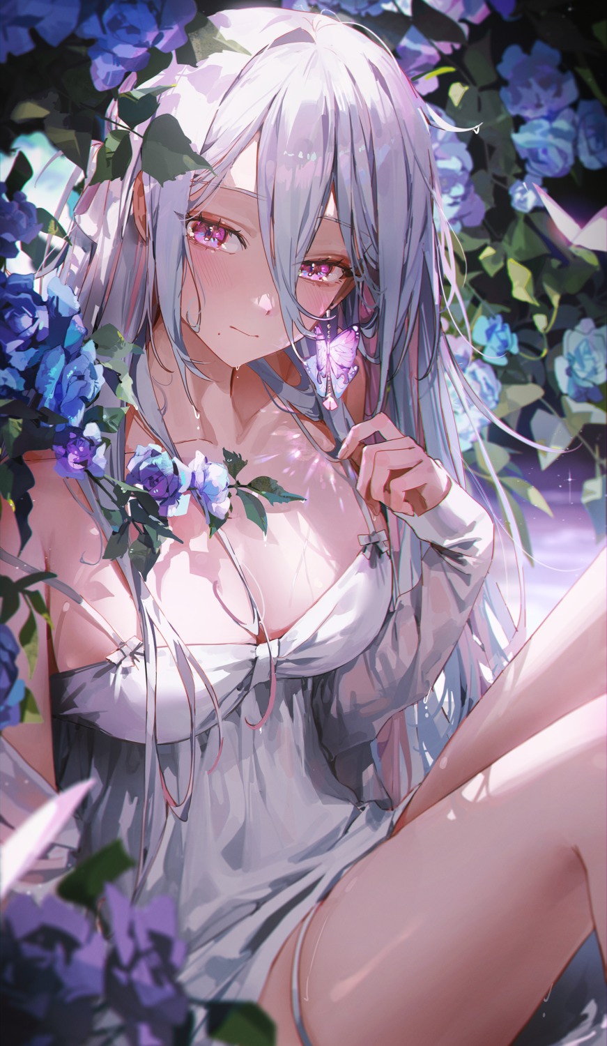 dress, garter, no_bra, see_through, summer_dress, ye_jji