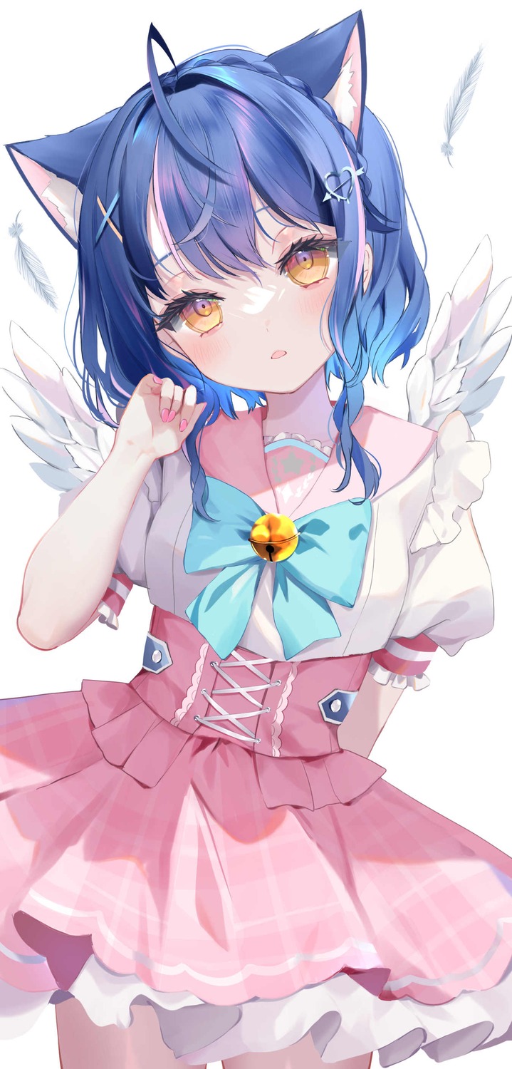 amamiya_kokoro, animal_ears, nekomimi, nijisanji, otonoha_moe, seifuku, wings