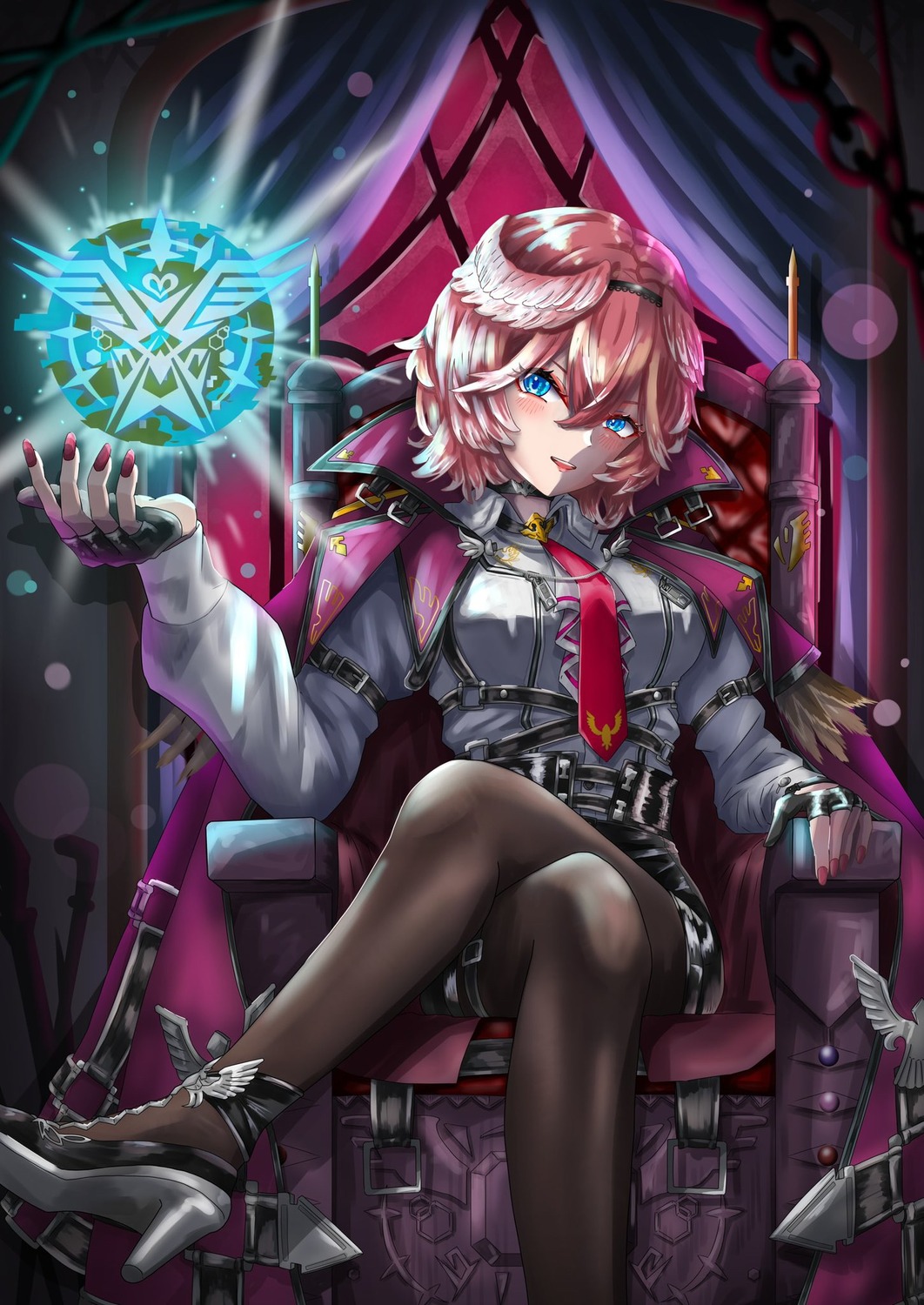 garter, heels, hiiragi_melt, hololive, pantyhose, takane_lui, uniform, wings