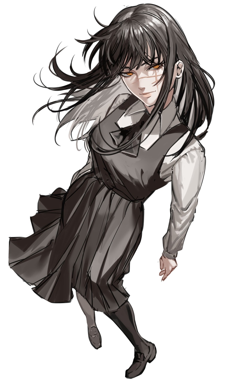 chainsaw_man, hanny_(uirusu_chan), seifuku, sketch, yoru_(chainsaw_man)